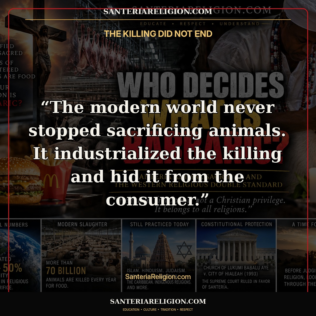 Quote graphic stating that modern society industrialized and hid animal killing.