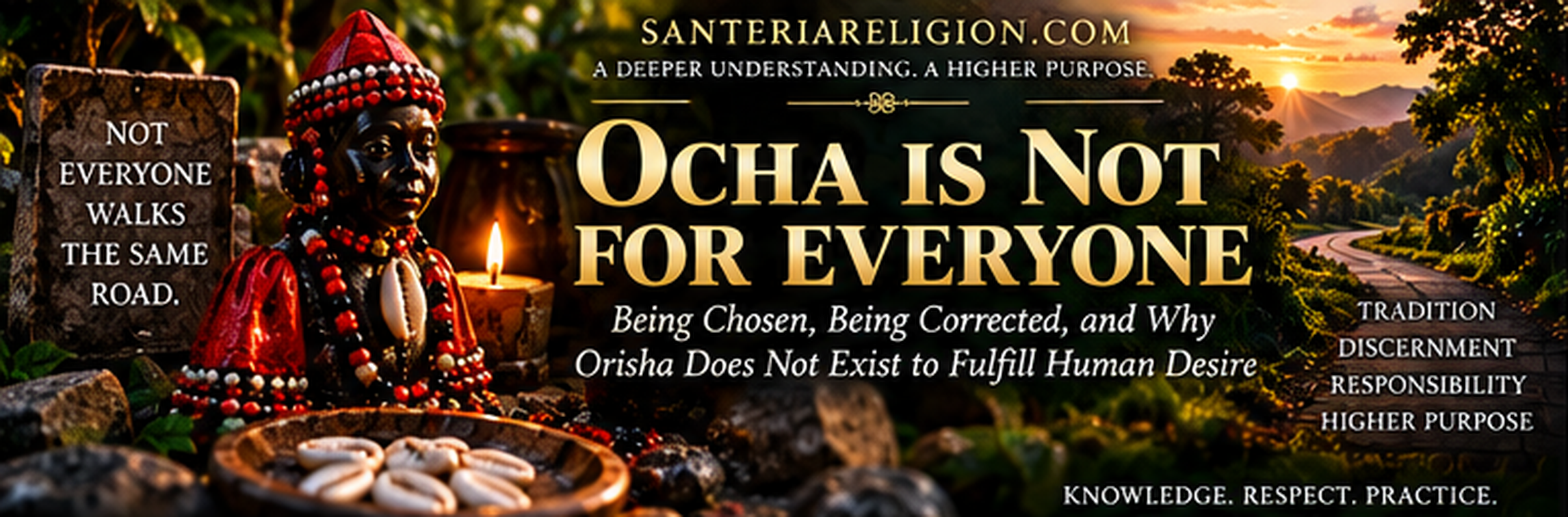 Ocha Is Not for Everyone hero banner about sacred calling, discernment, responsibility, and Orisha.